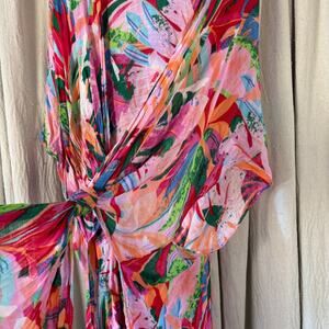 Tropical Print Kimono Swimsuit Cover Up Viscose One Size